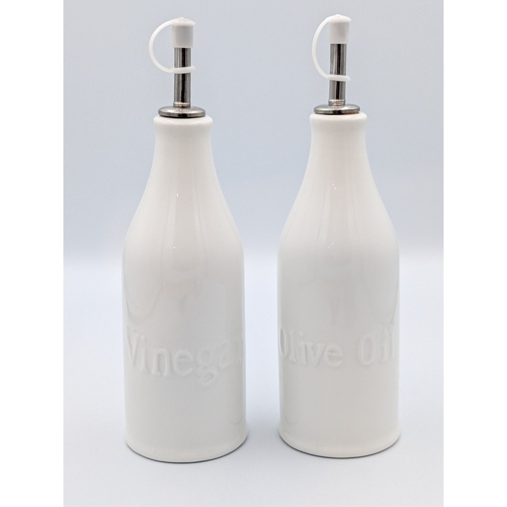 WM Bartleet & Sons White Porcelain Olive Oil & Vinegar Cruet Set